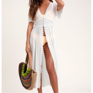 NWT Lulus White Short Sleeve Swim Cover-up